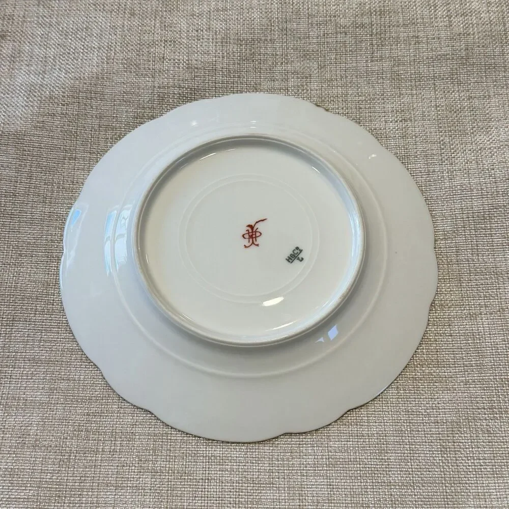 Antique H & Co Limoges Hand Painted Hummingbird Blue Green 7 3/4” Gold Edge